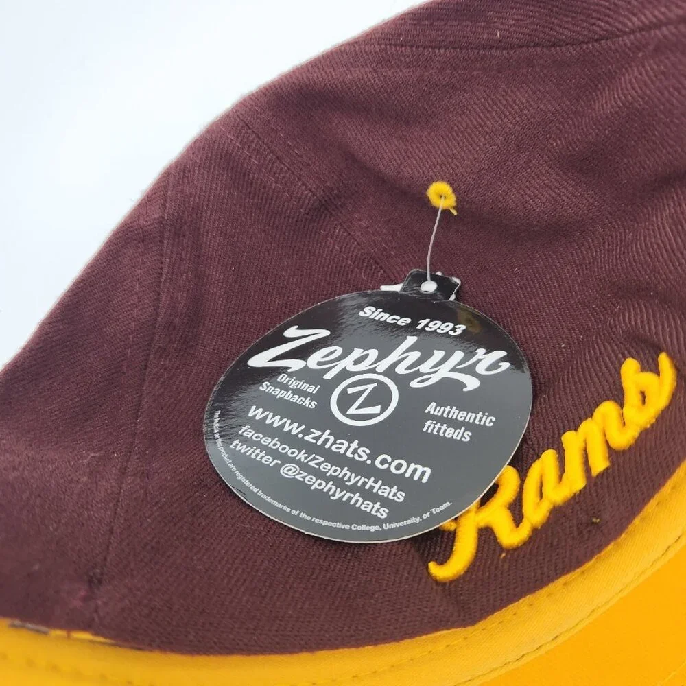 NCAA Zephyr Hat Cap Colorado State Rams Hat Maroon‎ Yellow Youth Stretch NEW